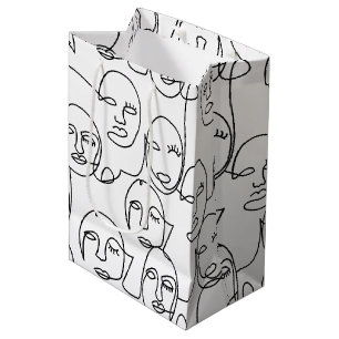 Moderne Abstracte lijnen tegenover doorlopende lij Medium Cadeauzakje