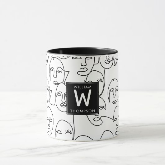 Moderne Abstracte lijnen tegenover doorlopende lij Mok (Midden)