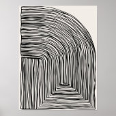 Moderne Abstracte lijnen zwart-wit muurkunst Poster (Voorkant)