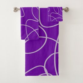 Moderne Abstracte lijnkunst in het Paars Bad Handdoek