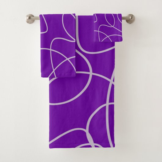 Moderne Abstracte lijnkunst in het Paars Bad Handdoek (Insitu)