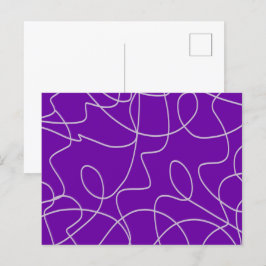 Moderne Abstracte lijnkunst in het Paars Briefkaart