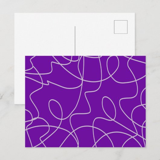 Moderne Abstracte lijnkunst in het Paars Briefkaart (Voorkant / Achterkant)