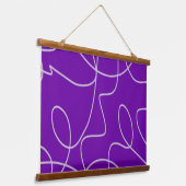 Moderne Abstracte lijnkunst in het Paars Hangend Wandkleed (Gebogen)