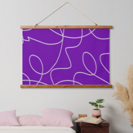 Moderne Abstracte lijnkunst in het Paars Hangend Wandkleed