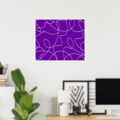 Moderne Abstracte Lijnkunst in Paars Poster (Thuiskantoor)