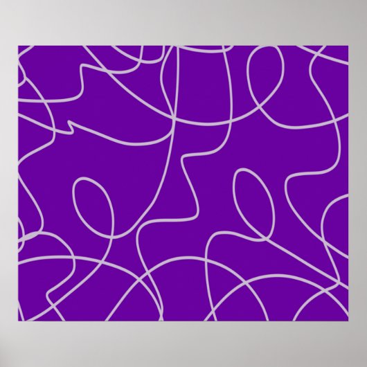 Moderne Abstracte Lijnkunst in Paars Poster (Voorkant)