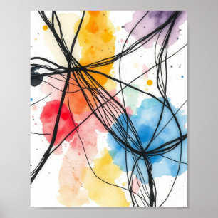 Moderne Abstracte Lijnkunst Muurprint Set van 3 Poster