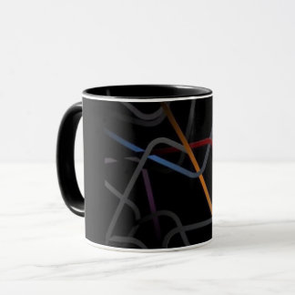 Moderne Abstracte Lijnkunst Zwarte Mok | Minimaal