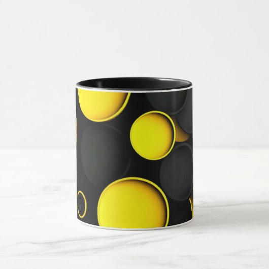 Moderne Abstracte Lijnkunst Zwarte Mok | Minimalis (Midden)