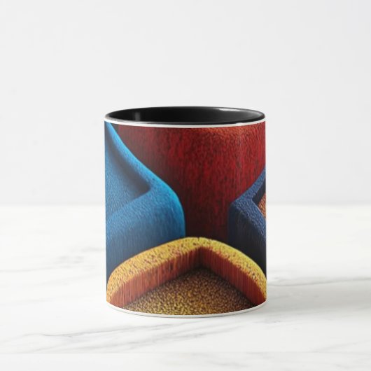 Moderne Abstracte Lijnkunst Zwarte Mok | Minimalis (Midden)