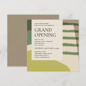 MODERNE ABSTRACTE LIME GROEN ART GRAND OPENEN KAART (Voorkant / Achterkant)