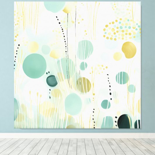 Moderne abstracte limoen en mintgroen design canvas afdruk (Insitu (Houten vloer))