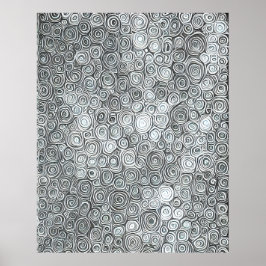 Moderne Abstracte, lineaire zwarte grijze lijnen Poster