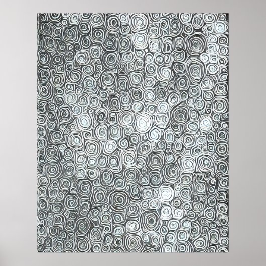 Moderne Abstracte, lineaire zwarte grijze lijnen Poster (Voorkant)