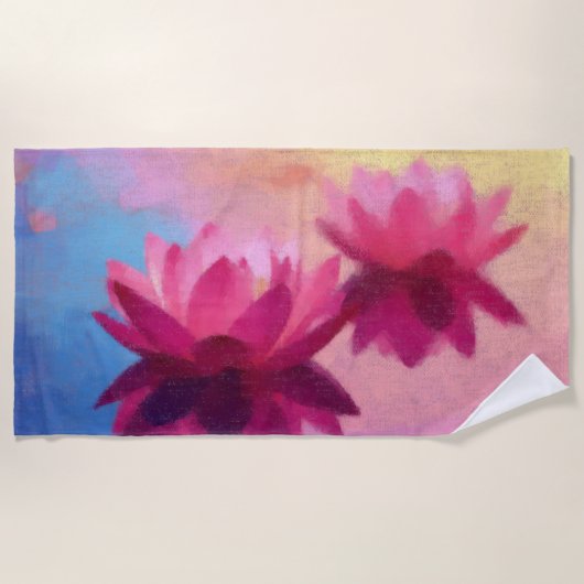 Moderne Abstracte lotusbloemen Strandlaken (Voorkant)