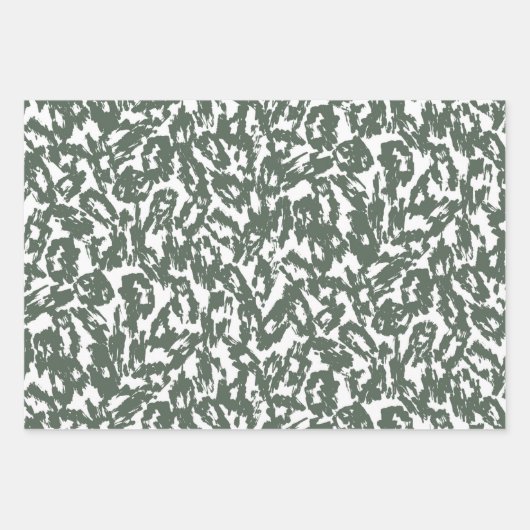 Moderne Abstracte luipaard print Sage Green Set Inpakpapier Vel (Voorkant 2)