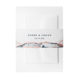 Moderne Abstracte maanlicht Navy Blue Wedding Uitnodigingen Wikkel