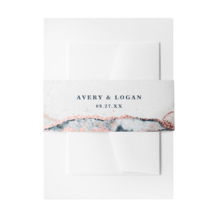 Moderne Abstracte maanlicht Navy Blue Wedding Uitnodigingen Wikkel