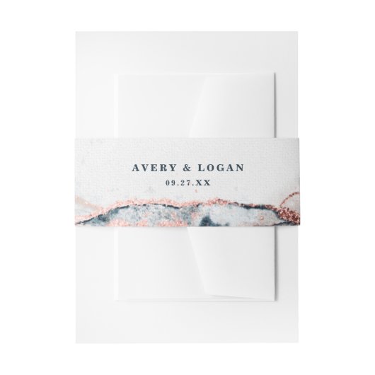 Moderne Abstracte maanlicht Navy Blue Wedding Uitnodigingen Wikkel (Voorkant Voorbeeld)