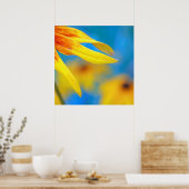 Moderne Abstracte macrogele concefloer op blauw Poster (Keuken)