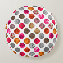Moderne Abstracte Magenta Oranje Geo bollen Rond Kussen