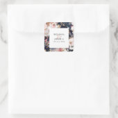 Moderne Abstracte marine & Blush Wedding Vierkante Sticker (Tas)