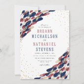 Moderne Abstracte marine Burgundy Confetti Wedding Kaart (Voorkant)