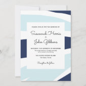 Moderne Abstracte marine en lichte blauwe bruiloft Kaart (Voorkant)