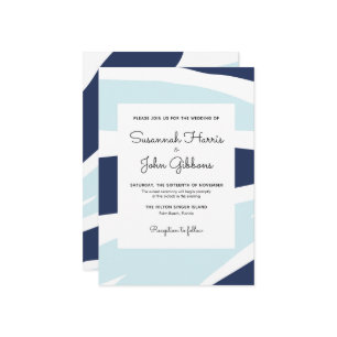 Moderne Abstracte marine en lichte blauwe bruiloft Kaart
