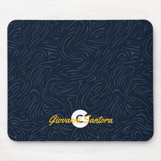 Moderne Abstracte Marine Patroon Monogram Muismat (Voorkant)