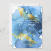 Moderne Abstracte marineblauw gouden Waterverf bru Kaart (Voorkant)