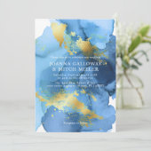 Moderne Abstracte marineblauw gouden Waterverf bru Kaart (Staand voorkant)