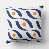 Moderne Abstracte marineblauw, Sinaasappel en witt Kussen (Achterkant)