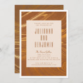 Moderne Abstracte marmer Gold Bronze Wedding Kaart (Voorkant / Achterkant)
