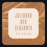Moderne Abstracte marmer Gold Wedding Custom Vierkante Sticker<br><div class="desc">Moderne Abstracte marmer Gold en Bronze Wedding Custom Square Sticker</div>