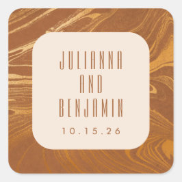 Moderne Abstracte marmer Gold Wedding Custom Vierkante Sticker