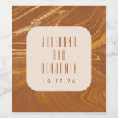 Moderne Abstracte marmer Gold Wedding Custom Wijn Etiket (Enkel label)