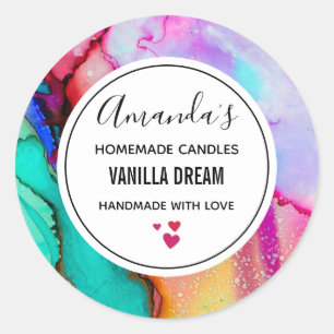 Moderne Abstracte marmer Waterverf Business Ronde Sticker