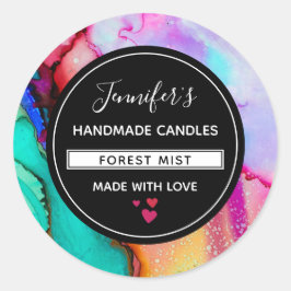 Moderne Abstracte marmer Waterverf Business Ronde Sticker