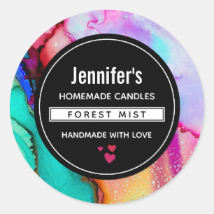 Moderne Abstracte marmer Waterverf Business Ronde Sticker