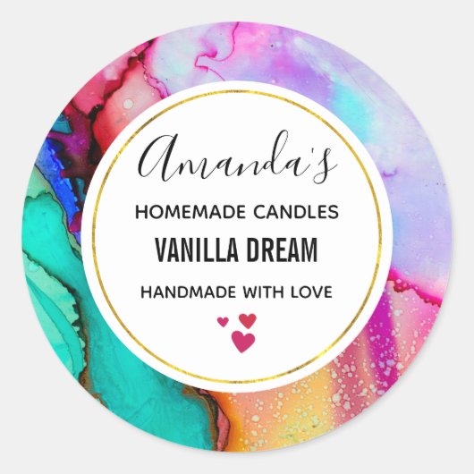 Moderne Abstracte marmer Waterverf Business Ronde Sticker (Voorkant)