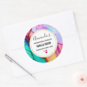Moderne Abstracte marmer Waterverf Business Ronde Sticker (Envelop)