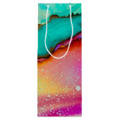 Moderne Abstracte marmer Waterverf Design Cheers Wijn Cadeautas (Achterkant)