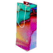 Moderne Abstracte marmer Waterverf Design Cheers Wijn Cadeautas (Achterkant Gekanteld)