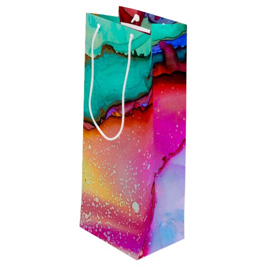 Moderne Abstracte marmer Waterverf Design Cheers Wijn Cadeautas (Achterkant Gekanteld)