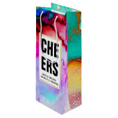 Moderne Abstracte marmer Waterverf Design Cheers Wijn Cadeautas (Voorkant Gekanteld)