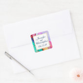 Moderne Abstracte marmer Waterverf Design Wedding Vierkante Sticker (Envelop)