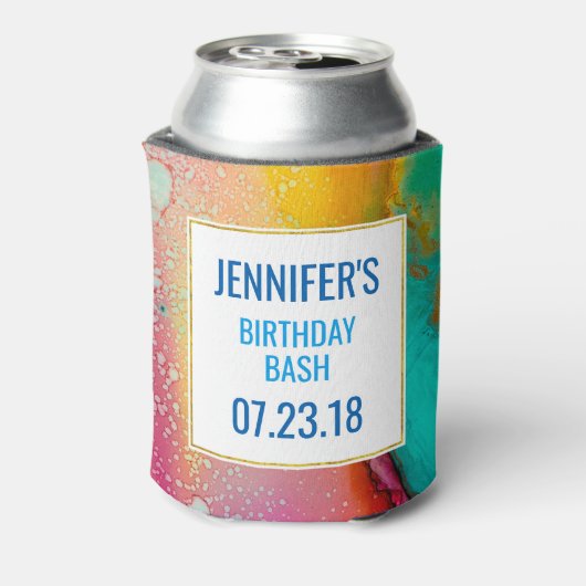 Moderne Abstracte marmer Waterverf ontwerp Blikjeskoeler (Blikje Achterkant)