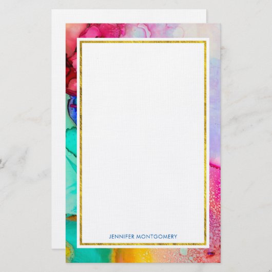 Moderne Abstracte marmer Waterverf ontwerp Briefpapier (Voorkant / Achterkant)